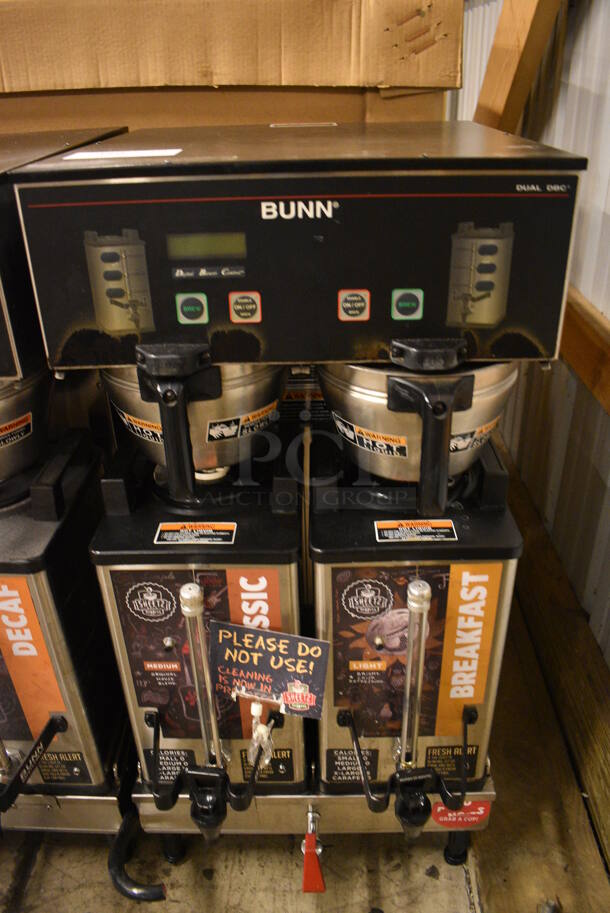GREAT! 2012 Bunn Model DUAL SH DBC Stainless Steel Commercial Countertop Dual Coffee Machine w/ Hot Water Dispenser, 2 Bunn Model SH SERVER Satellite Servers and 2 Metal Brew Baskets. 120/208-240 Volts, 1 Phase. 18x19x36. Unit Was Pulled From a Working Environment! - Image 5 of 5