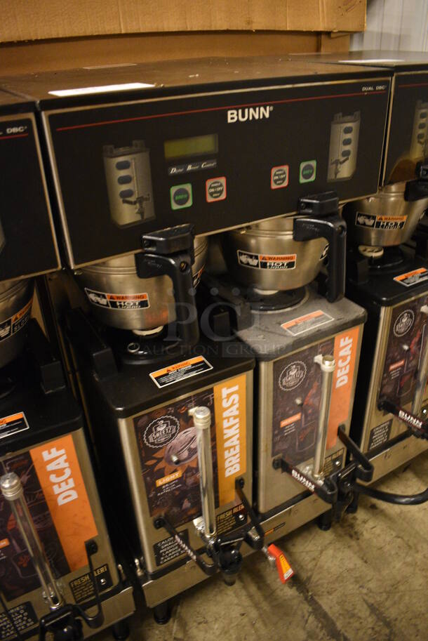 GREAT! 2016 Bunn Model DUAL SH DBC Stainless Steel Commercial Countertop Dual Coffee Machine w/ Hot Water Dispenser, 2 Bunn Model SH SERVER Satellite Servers and 2 Metal Brew Baskets. 120/208-240 Volts, 1 Phase. 18x19x36. Unit Was Pulled From a Working Environment! - Image 2 of 4