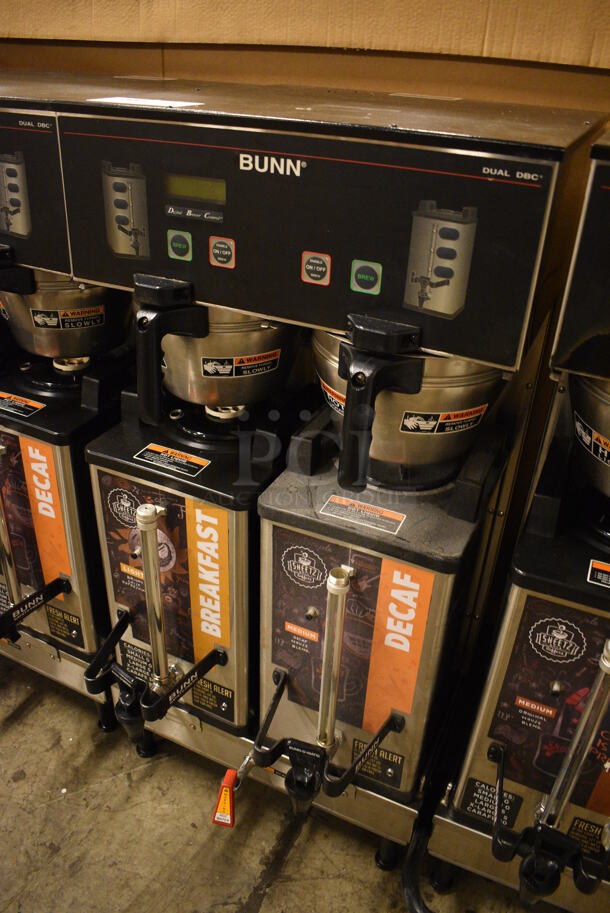 GREAT! 2016 Bunn Model DUAL SH DBC Stainless Steel Commercial Countertop Dual Coffee Machine w/ Hot Water Dispenser, 2 Bunn Model SH SERVER Satellite Servers and 2 Metal Brew Baskets. 120/208-240 Volts, 1 Phase. 18x19x36. Unit Was Pulled From a Working Environment! - Image 3 of 4
