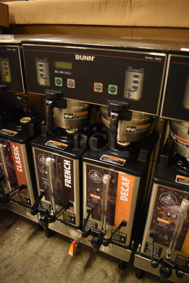 GREAT! 2016 Bunn Model DUAL SH DBC Stainless Steel Commercial Countertop Dual Coffee Machine w/ Hot Water Dispenser, 2 Bunn Model SH SERVER Satellite Servers and 2 Metal Brew Baskets. 120/208-240 Volts, 1 Phase. 18x19x36. Unit Was Pulled From a Working Environment! - Image 2 of 5