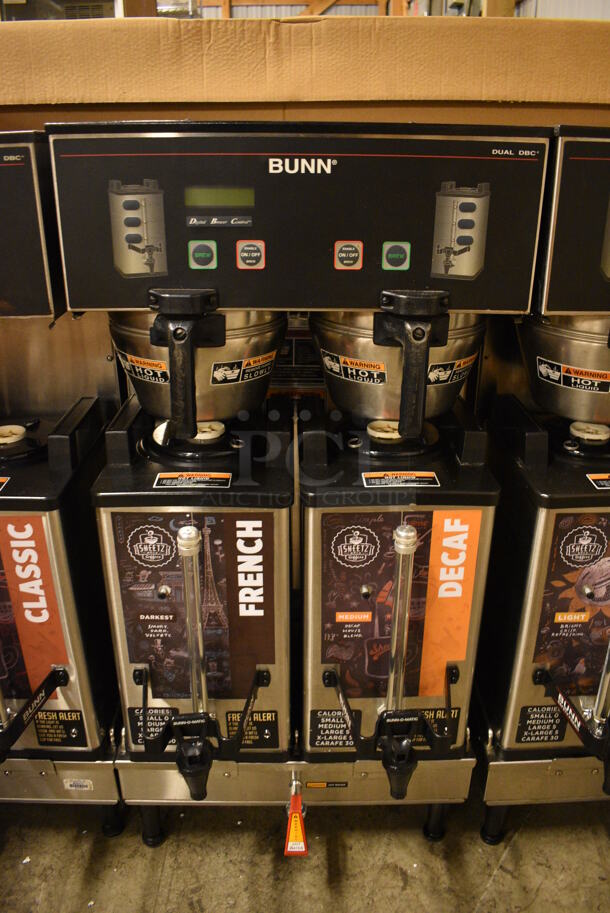 GREAT! 2016 Bunn Model DUAL SH DBC Stainless Steel Commercial Countertop Dual Coffee Machine w/ Hot Water Dispenser, 2 Bunn Model SH SERVER Satellite Servers and 2 Metal Brew Baskets. 120/208-240 Volts, 1 Phase. 18x19x36. Unit Was Pulled From a Working Environment! - Image 4 of 5