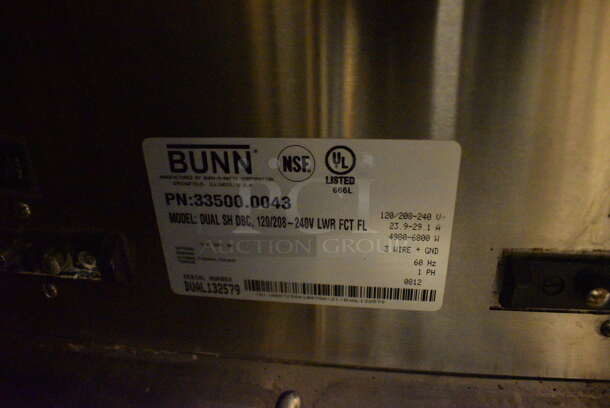 GREAT! 2012 Bunn Model DUAL SH DBC Stainless Steel Commercial Countertop Dual Coffee Machine w/ Hot Water Dispenser, 2 Bunn Model SH SERVER Satellite Servers. 120/208-240 Volts, 1 Phase. 18x19x36. Unit Was Pulled From a Working Environment! - Image 4 of 4