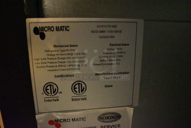 BRAND NEW! 2014 Micro Matic Model MDD-58W Metal Commercial 2 Door Direct Draw Kegerator. 115 Volts, 1 Phase. 59.5x29x57.5. Tested and Working! - Image 6 of 9