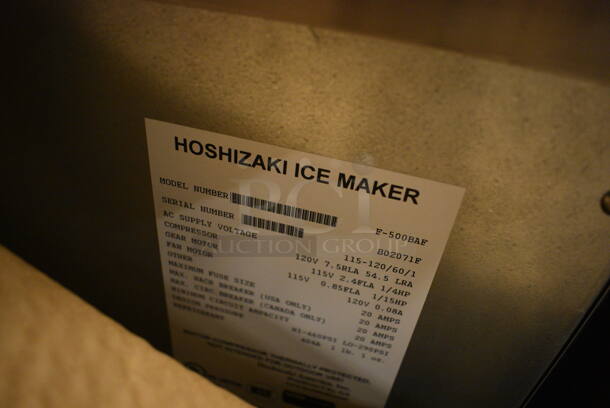 BRAND NEW! Hoshizaki Model F-500BAF Stainless Steel Commercial Self Contained Ice Machine. 115-120 Volts, 1 Phase. 38x30x35 - Image 7 of 8