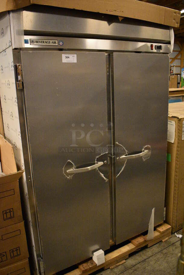 BRAND NEW! Beverage Air Model HRPS2-1S-099-005-059 ENERGY STAR Stainless Steel Commercial 2 Door Reach In Cooler w/ Poly Coated Racks. 115 Volts, 1 Phase. 49x30x79. Tested and Working!