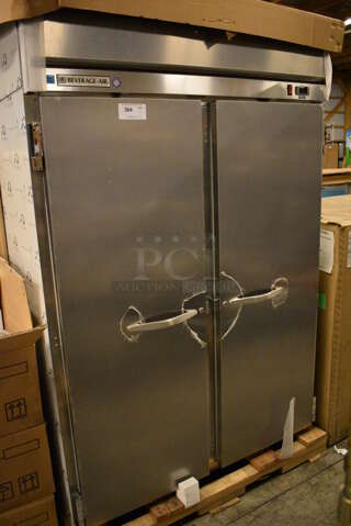 BRAND NEW! Beverage Air Model HRPS2-1S-099-005-059 ENERGY STAR Stainless Steel Commercial 2 Door Reach In Cooler w/ Poly Coated Racks. 115 Volts, 1 Phase. 49x30x79. Tested and Working!