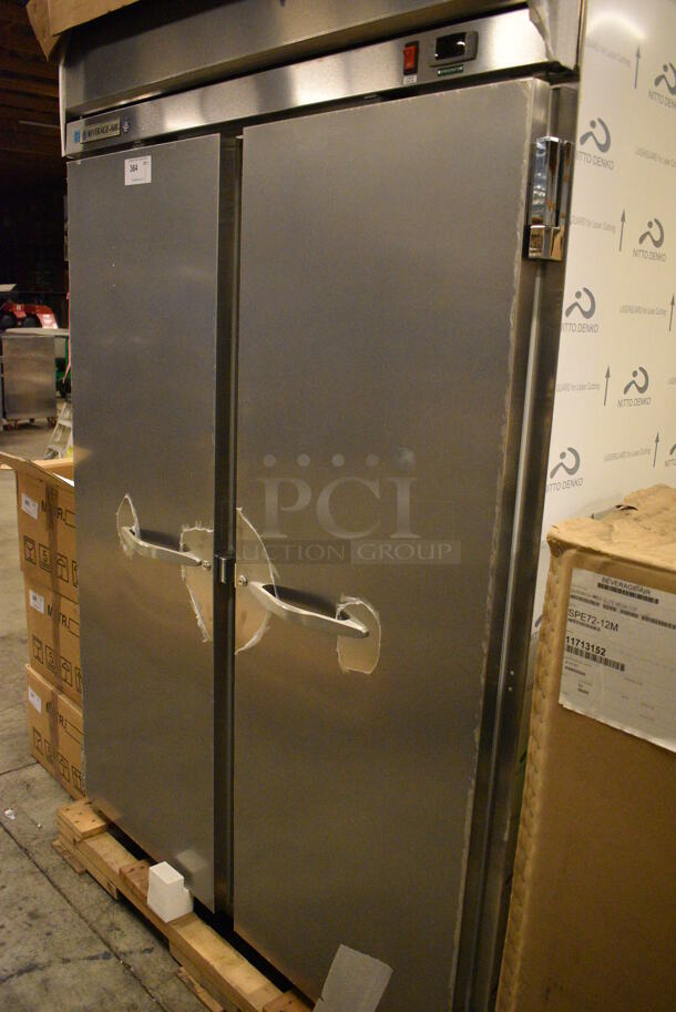 BRAND NEW! Beverage Air Model HRPS2-1S-099-005-059 ENERGY STAR Stainless Steel Commercial 2 Door Reach In Cooler w/ Poly Coated Racks. 115 Volts, 1 Phase. 49x30x79. Tested and Working! - Image 2 of 10