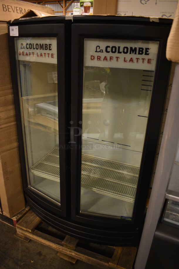BRAND NEW! Frigoglass Model MM14-V2L-B-FOG Metal Commercial 2 Door Reach In Cooler Merchandiser w/ Poly Coated Racks. 115 Volts, 1 Phase. 36x25x56. Tested and Working! - Image 2 of 6