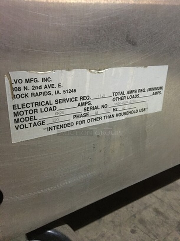 Nice! LVO MFG Commercial Floor Style Bakery Sheeter/Molder! Model SM24 Serial SM2402940123! 120V 1 Phase! On Casters! Working When Removed! - Image 11 of 12