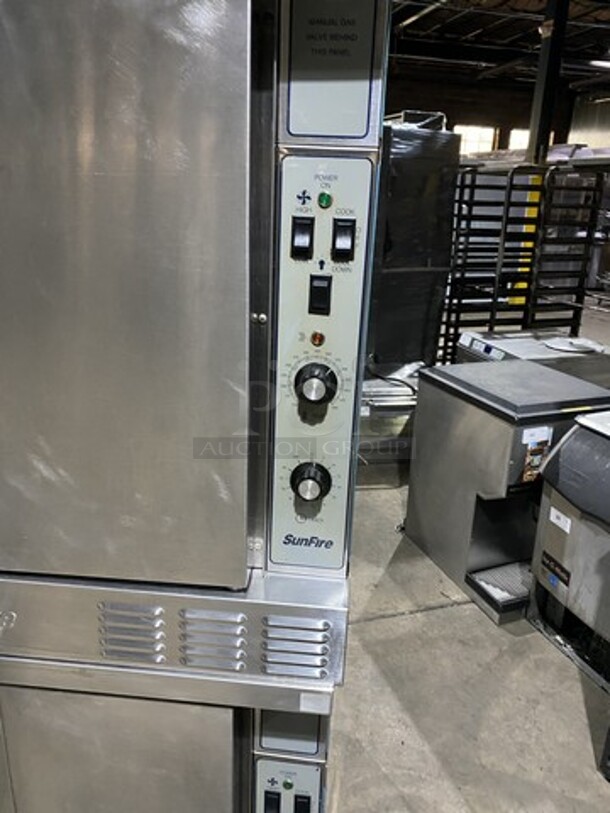 GREAT! Sunfire Double Stacked Natural Gas Powered Convection Ovens! All S.S! With One View Through Door & One Solid Door! Model SCOGS10S Serial 1209230000723! On Commercial Casters! 2 X Your Bid! Makes One Unit! - Image 2 of 10