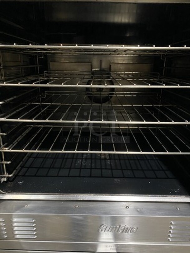 GREAT! Sunfire Double Stacked Natural Gas Powered Convection Ovens! All S.S! With One View Through Door & One Solid Door! Model SCOGS10S Serial 1209230000723! On Commercial Casters! 2 X Your Bid! Makes One Unit! - Image 4 of 10