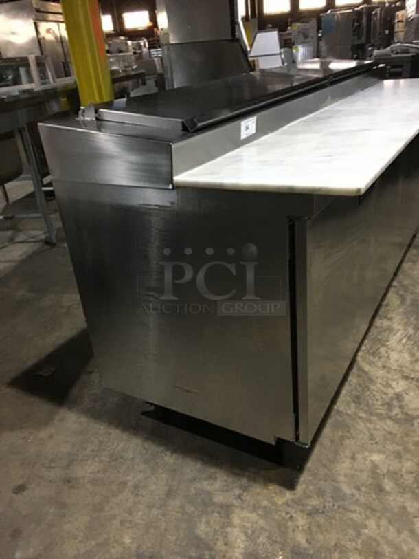 Delfield Commercial Refrigerated Marble Top Pizza Prep Table! With 3 Door Underneath Storage Space! All Stainless Steel! Model 1861PTBM Serial 112642903M! On Casters! - Image 2 of 12