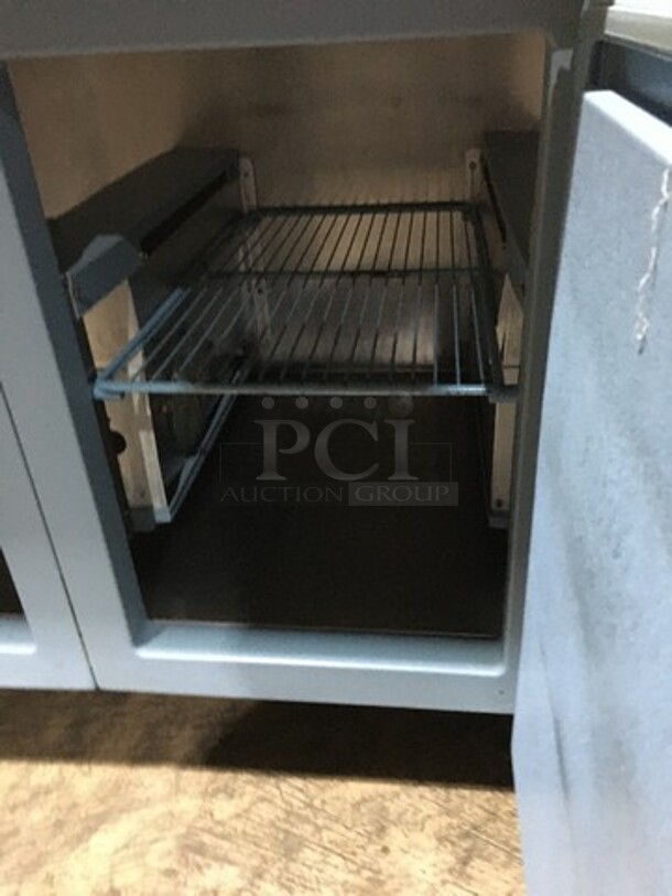 Delfield Commercial Refrigerated Marble Top Pizza Prep Table! With 3 Door Underneath Storage Space! All Stainless Steel! Model 1861PTBM Serial 112642903M! On Casters! - Image 6 of 12