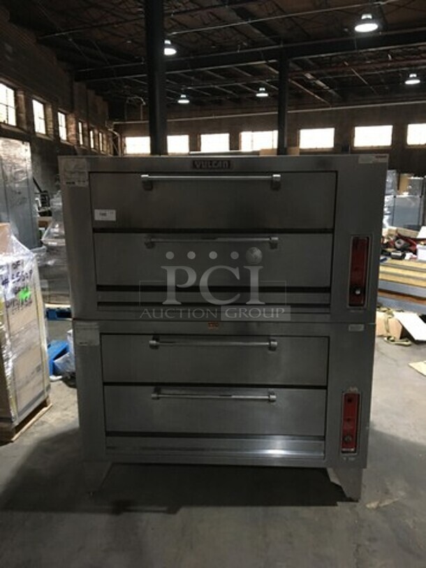 Amazing! Vulcan Double Stacked Natural Gas Powered Baking/Roasting Oven! With 4 Doors! Model 7016A1T Serial 3G-1002821! On Legs! 2 X Your Bid Makes One Unit!