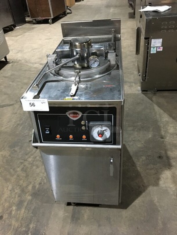 Wells Commercial Electric Powered Pressure Fryer! All Stainless Steel! Model WFPE30F Serial FPE300911A0001! 380/415V! On Legs!
