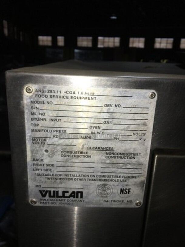 Amazing! Vulcan Double Stacked Natural Gas Powered Baking/Roasting Oven! With 4 Doors! Model 7016A1T Serial 3G-1002821! On Legs! 2 X Your Bid Makes One Unit! - Image 7 of 8