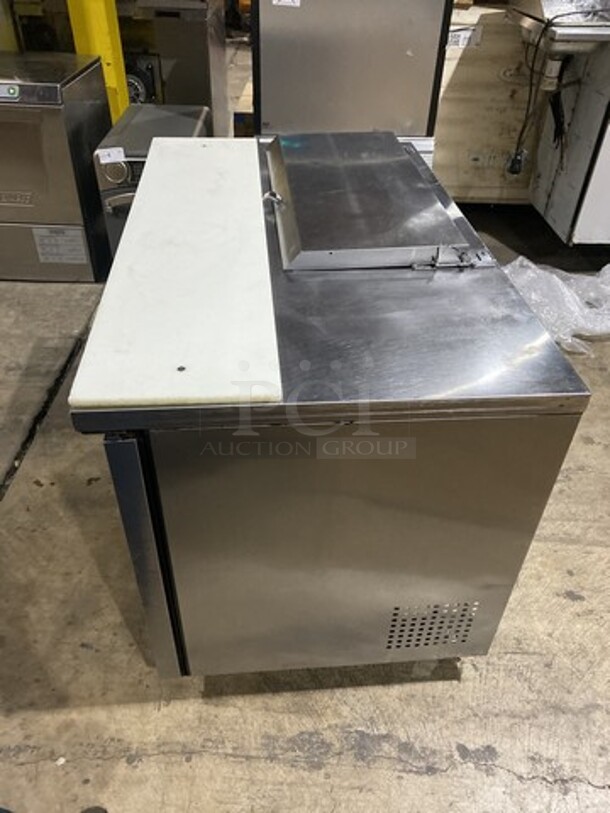 True Commercial Refrigerated Sandwich Prep Table! With 2 Door Underneath Storage Space! All Stainless Steel! With Commercial Cutting Board! Model TSSU4808 Serial 7320707! 115V 1Phase! On Commercial Casters! - Image 2 of 8