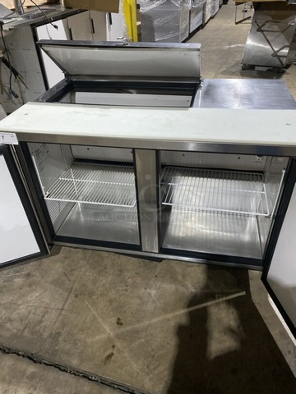 True Commercial Refrigerated Sandwich Prep Table! With 2 Door Underneath Storage Space! All Stainless Steel! With Commercial Cutting Board! Model TSSU4808 Serial 7320707! 115V 1Phase! On Commercial Casters! - Image 5 of 8