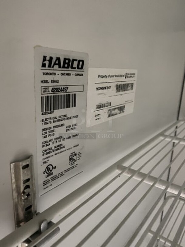 Habco Commercial 2 Door Reach In Refrigerator Merchandiser! With Poly Coated Racks! Model ESM42 Serial 42024497! 115V 1Phase! - Image 3 of 6