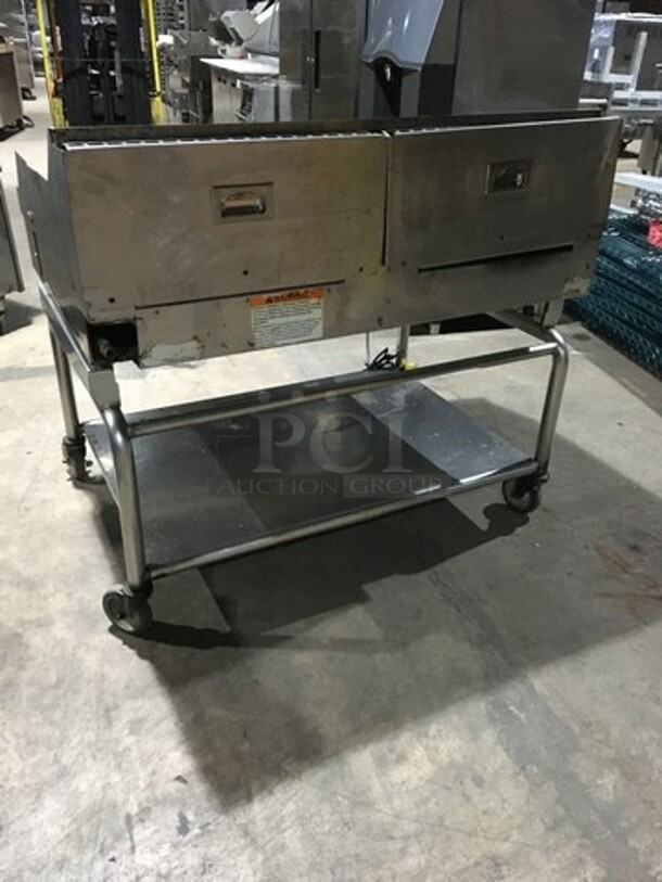 Woodstone Commercial Natural Gas Powered 48 Inch Flat Griddle! With Split Top! With Back & Side Splashes! With Underneath Storage Space! All Stainless Steel Equipment Stand On Commercial Casters! - Image 3 of 12