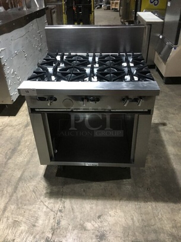 American Range Commercial Natural Gas Powered 6 Burner Stove! With Underneath Storage Space! All Stainless Steel! On Casters!