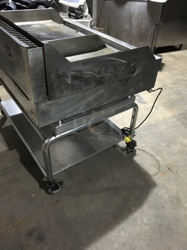 Woodstone Commercial Natural Gas Powered 48 Inch Flat Griddle! With Split Top! With Back & Side Splashes! With Underneath Storage Space! All Stainless Steel Equipment Stand On Commercial Casters! - Image 4 of 12