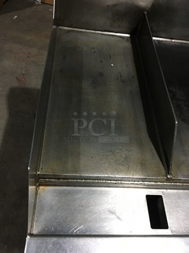 Woodstone Commercial Natural Gas Powered 48 Inch Flat Griddle! With Split Top! With Back & Side Splashes! With Underneath Storage Space! All Stainless Steel Equipment Stand On Commercial Casters! - Image 6 of 12