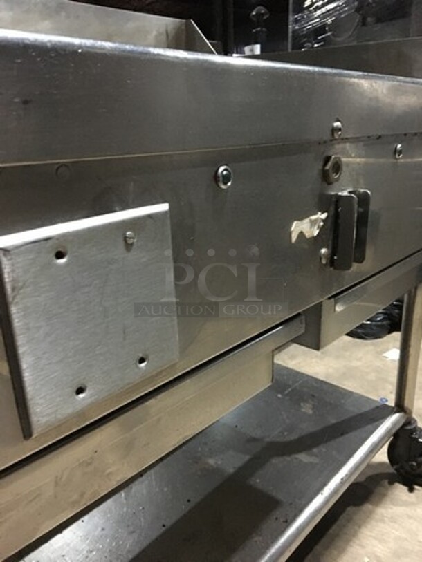 Woodstone Commercial Natural Gas Powered 48 Inch Flat Griddle! With Split Top! With Back & Side Splashes! With Underneath Storage Space! All Stainless Steel Equipment Stand On Commercial Casters! - Image 9 of 12