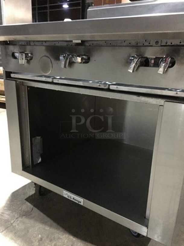 American Range Commercial Natural Gas Powered 6 Burner Stove! With Underneath Storage Space! All Stainless Steel! On Casters! - Image 7 of 8