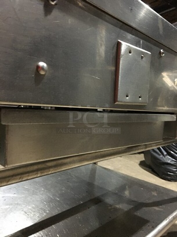 Woodstone Commercial Natural Gas Powered 48 Inch Flat Griddle! With Split Top! With Back & Side Splashes! With Underneath Storage Space! All Stainless Steel Equipment Stand On Commercial Casters! - Image 11 of 12