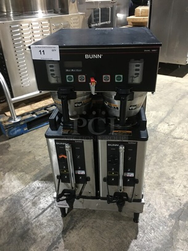 Bunn Commercial Countertop Dual Coffee Brewing Machine! With Beverage Dispensers! With Hot Water Line! All Stainless Steel! Model DUALSHDBC Serial DUAL122495! 120/240V 1Phase!
