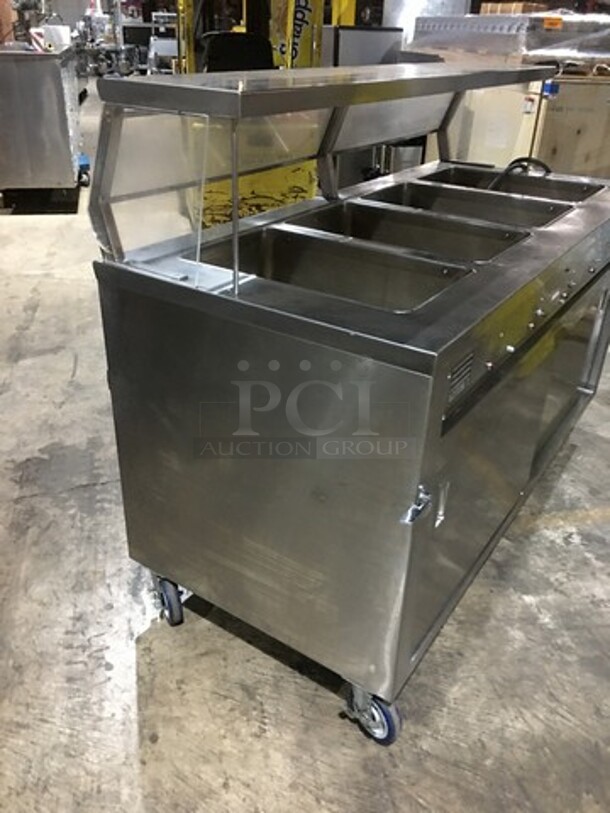 Precision Commercial 4 Well Steam Table! With Underneath Storage Space! With Sneeze Guard! All Stainless Steel Body! Model SST2004UDNYC Serial 679990891! 120V 1Phase! On Commercial Casters! - Image 3 of 10