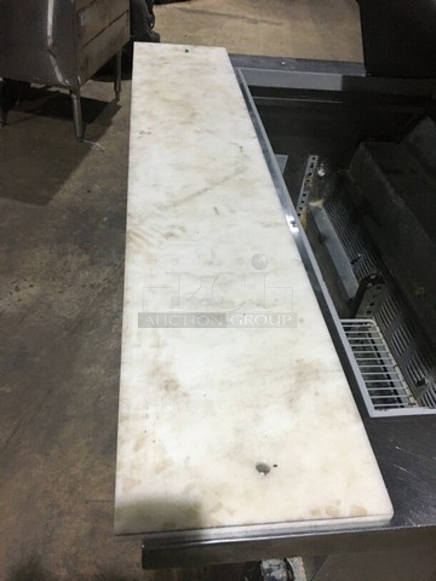 Victory Commercial Refrigerated Sandwich Prep Table! With 2 Door Underneath Storage Space! With Commercial Cutting Board! With Racks! All Stainless Steel! Model VUR418BT Serial K1204917! 115V 1Phase! On Casters! - Image 10 of 12