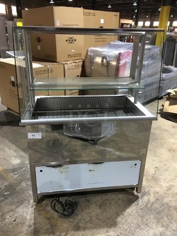 RPI Commercial Refrigerated Cold Pan! With Serving Shelf! All Stainless Steel! With Cutting Board! Model VICD327RSLSC Serial 12085244! 115V 1Phase! On Legs!
