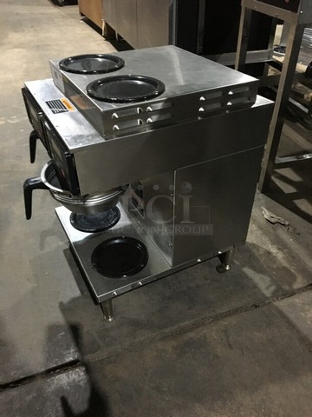 Bunn Commercial Countertop Dual Coffee Brewing Machine! Axiom Series! With 4 Coffee Pot Warming Stations! All Stainless Steel! Model AXIOM2/2TWIN Serial AXTN018535! 120/208/240V! 1Phase! On Legs! - Image 3 of 10