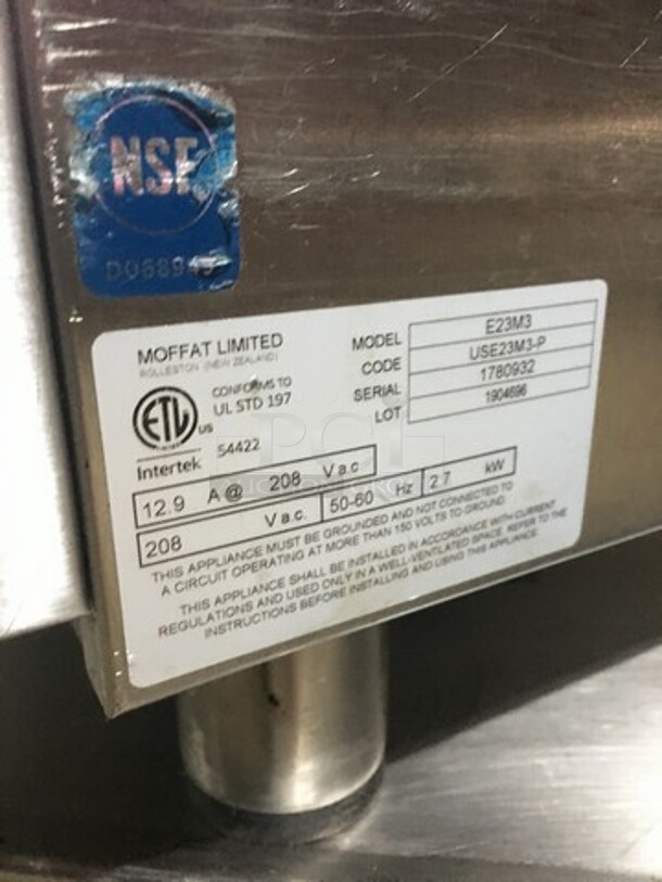 Moffat Turbofan Countertop Convection Oven! All Stainless Steel! With View Through Door! Model E23M3 Serial 1780932! 208V! On Legs! - Image 5 of 8