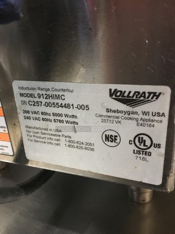 Vollrath Commercial Electric Powered Double Induction Range! All Stainless Steel! Model 912HIMC Serial C25700554481005! 208/240V! On Legs! - Image 5 of 9