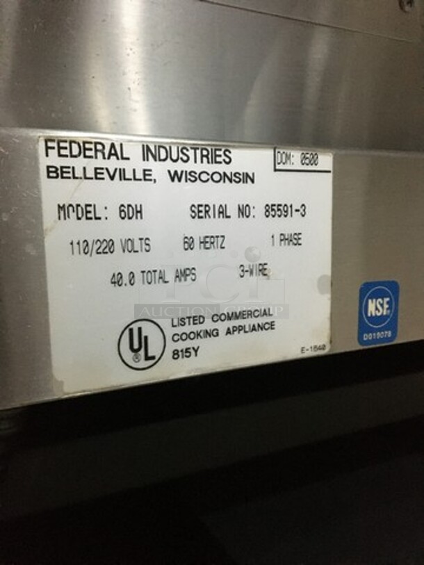 Federal Industries Commercial 5 Well Steam Table! Each Well Controlled Individually! With Lowering Prep/Serve Line! With Commercial Cutting Board! With Sliding Rear Doors! Model 6DH Serial 855913! 110/220V 1Phase! - Image 10 of 11