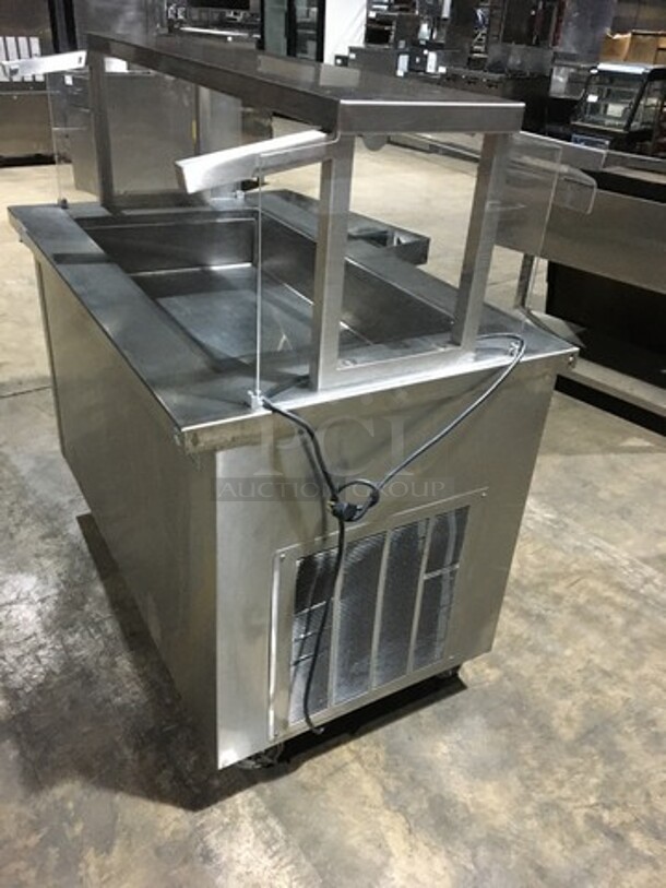 Delfield Refrigerated All Stainless Steel Refrigerated Cold Pan Salad Bar Island Merchandiser! With Sneeze Guard! Model KCSC50NU Serial 59213213M! 115V 1 Phase! On Commercial Casters! - Image 2 of 10