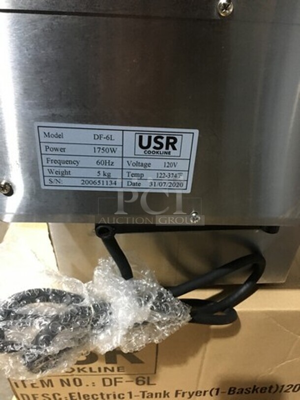 Brand New In The Box! 2020 USR Counter Top Electric Powered Deep Fat Fryer! Model DF6L Serial 200651134! 120V 1Phase! - Image 5 of 5