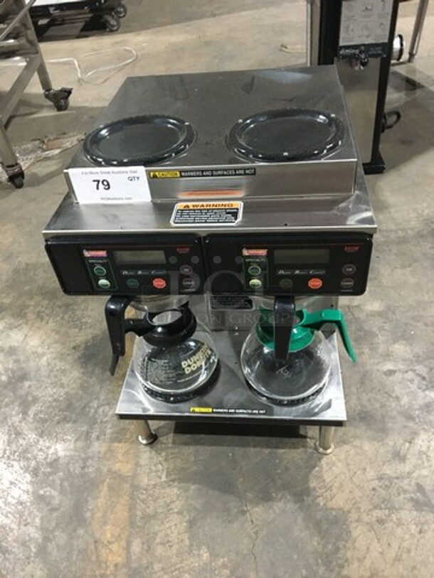 Bunn Commercial Countertop Dual Coffee Brewing Machine! Axiom Series! With 4 Coffee Pot Warming Stations! All Stainless Steel! Model AXIOM2/2TWIN Serial AXTN026390! 120/208/240V! 1Phase! On Legs!