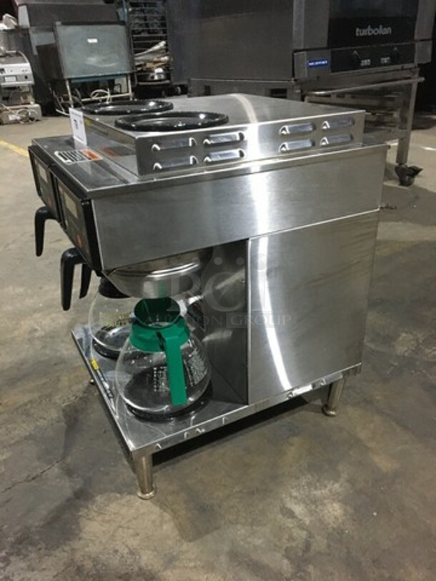 Bunn Commercial Countertop Dual Coffee Brewing Machine! Axiom Series! With 4 Coffee Pot Warming Stations! All Stainless Steel! Model AXIOM2/2TWIN Serial AXTN026390! 120/208/240V! 1Phase! On Legs! - Image 2 of 10