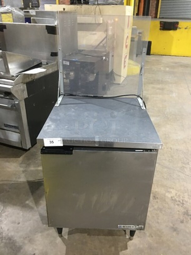 Beverage Air Commercial Single Door Lowboy/Worktop Freezer! All Stainless Steel! With Detachable Poly Backsplash! Model WTF27A! 115V 1Phase! On Legs!