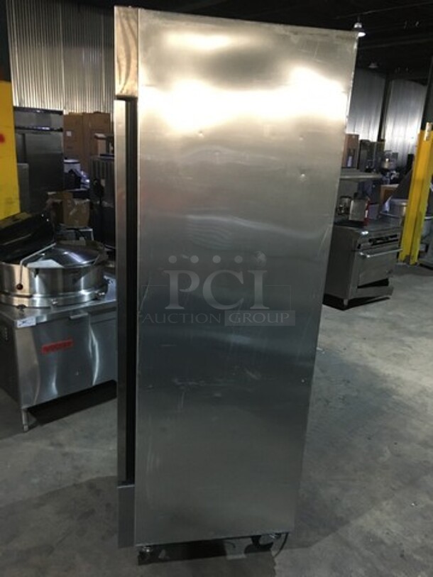 True One Door Stainless Steel Reach In Freezer! With Poly Coated Racks! Model T23F Serial 7782399! 115V 1 Phase! On Commercial Casters! - Image 2 of 10