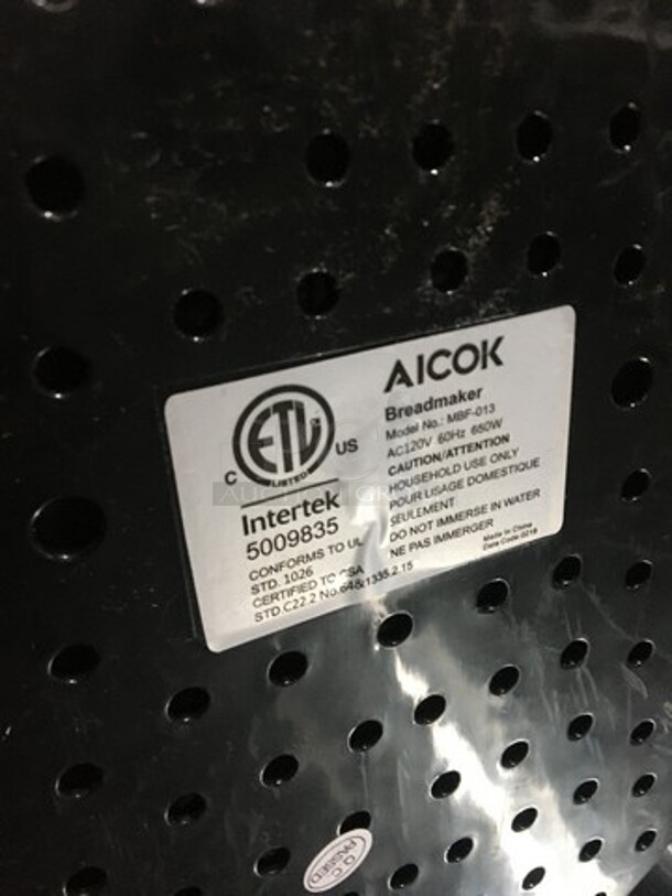 Aicok Scratch-N-Dent Bread Maker! Model MBF013! 120V 1 Phase! - Image 7 of 8