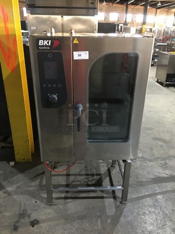 Amazing! 2013 BKI By Giorik Natural Gas Powered Floor Model Combi Convection Oven! Combi King Series!  On Stainless Steel Stand With Pan Holders! Model TG101R Serial 102112A-000014! Working When Removed!    - Image 1 of 10