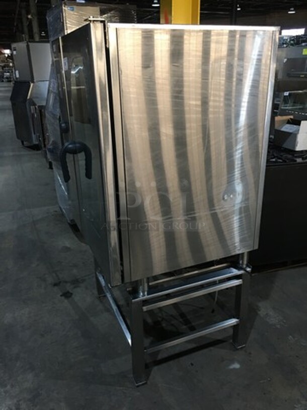 Amazing! 2013 BKI By Giorik Natural Gas Powered Floor Model Combi Convection Oven! Combi King Series!  On Stainless Steel Stand With Pan Holders! Model TG101R Serial 102112A-000014! Working When Removed!    - Image 3 of 10