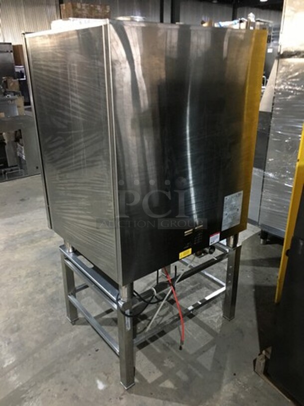 Amazing! 2013 BKI By Giorik Natural Gas Powered Floor Model Combi Convection Oven! Combi King Series!  On Stainless Steel Stand With Pan Holders! Model TG101R Serial 102112A-000014! Working When Removed!    - Image 4 of 10