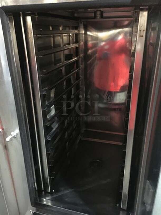 Amazing! 2013 BKI By Giorik Natural Gas Powered Floor Model Combi Convection Oven! Combi King Series!  On Stainless Steel Stand With Pan Holders! Model TG101R Serial 102112A-000014! Working When Removed!    - Image 5 of 10