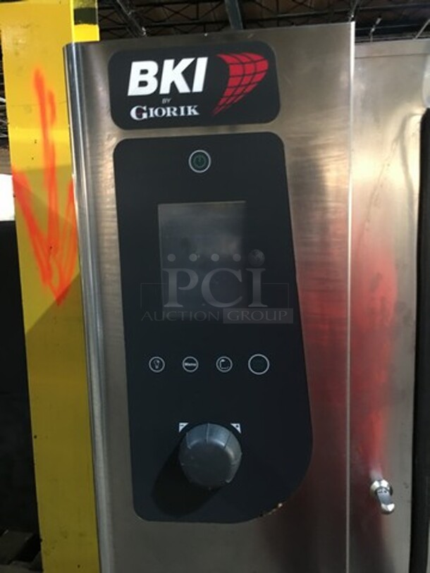 Amazing! 2013 BKI By Giorik Natural Gas Powered Floor Model Combi Convection Oven! Combi King Series!  On Stainless Steel Stand With Pan Holders! Model TG101R Serial 102112A-000014! Working When Removed!    - Image 7 of 10